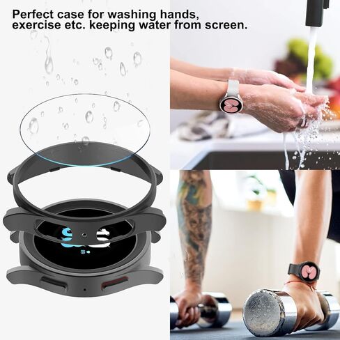 [4+6 Pack] BHARVEST for Samsung Galaxy Watch 5 Pro 45mm Screen Protector and Case, 4 Packs Hard PC Frame Cover with 6 Sets Tempered Glass Protective Film for Galaxy Watch 5 Pro 45mm in Kuwait