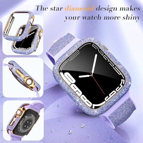 Compatible with Apple Watch Case 40/44/41/45mm Rhinestones Screen Protector Bumper Diamond iWatch SE/Series 9/8/7/6/5/4 Shiny Bling Protective Cover Women (4 Pack-NO Screen Protector, 40mm) in Kuwait