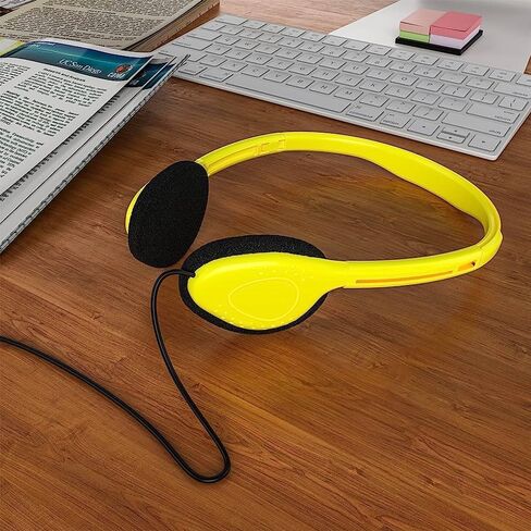 Maeline Bulk Classroom Headphones for Students, 10 Pack On-Ear Wired Headsets, Adjustable, Lightweight, 3.5mm Plug, School Testing, Library, Travel, Labs – Multi Color in Kuwait