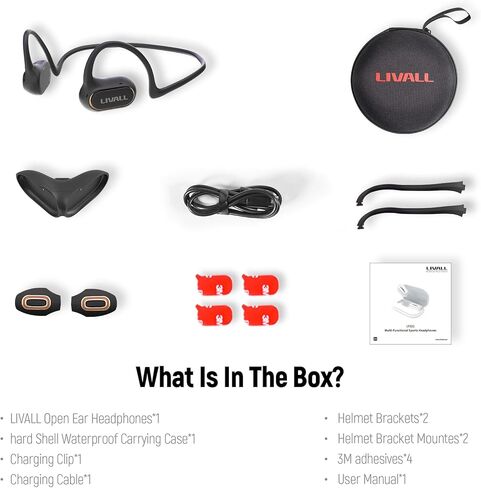 LIVALL LTS21 Open Run Pro - Open Ear Wireless Bluetooth 5.2 Sport Headphones, Sweatproof Waterproof Lightweight Wireless Earphones for Running, Gym, Cycling Headset, with Helmet Brackets in Kuwait