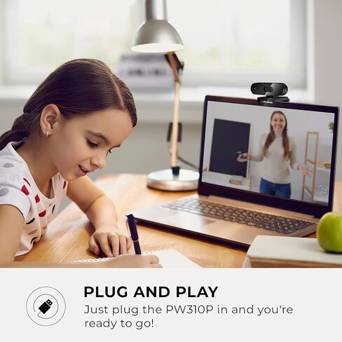 AVerMedia PW310P Webcam, Webcam Cover, 1080p/30fps Videochat and Recording, Plug and Play, Microphones, Stream, Autofocus, Works with Skype, Zoom, Team - Black in Saudi Arabia