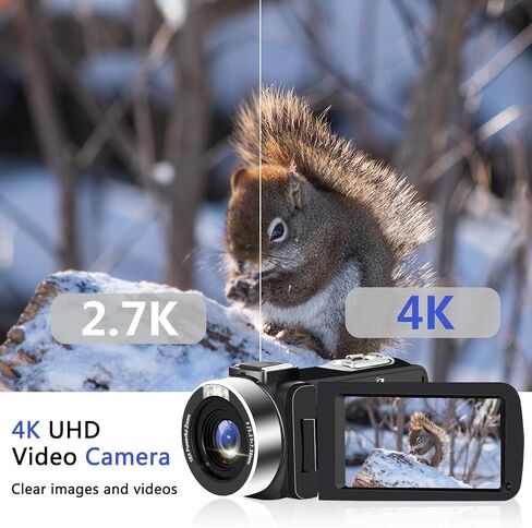 4K Video Camera, Camcorder with IR Night Vision with Mini Tripod, 3" Touch Screen WiFi Digital Camera for Video Recording, Vlogging Camera for YouTube, Remote, Microphone in Kuwait