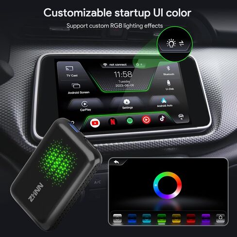 ZHNN Magic Box Carplay مع Netflix YouTube Tiktok، صندوق Carplay AI اللاسلكي يدعم Carplay اللاسلكي/Android Auto/مخرج HDMI/وظيفة Mirrorlink تيار إلى سيارتك Carplay Video Streaming Magic Box in Kuwait