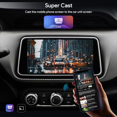 ZHNN Magic Box Carplay مع Netflix YouTube Tiktok، صندوق Carplay AI اللاسلكي يدعم Carplay اللاسلكي/Android Auto/مخرج HDMI/وظيفة Mirrorlink تيار إلى سيارتك Carplay Video Streaming Magic Box in Kuwait