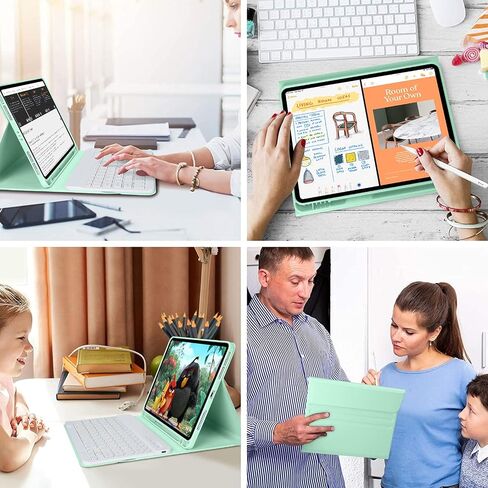 حافظة لوحة مفاتيح iPad Air الجيل الخامس 10.9 بوصة، حافظة لوحة مفاتيح لجهاز iPad Pro 11 بوصة 4th (2022)/iPad Air 4th Gen 10.9 بوصة - نوم/تنبيه تلقائي مع حامل أقلام رصاص 7 ألوان خلفية لجهاز iPad Pro 11 الجيل الثالث والثاني والأول in Kuwait