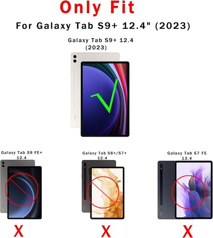 حافظة لهاتف Samsung Galaxy Tab S9 Plus مقاس 12.4 بوصة مع لوحة مفاتيح: غطاء لوحة مفاتيح للكمبيوتر اللوحي قابل للفصل مع 7 ألوان خلفية ولوحة لمس - Tab S9+ 12.4 بوصة 2023 حافظة لوحة مفاتيح تعمل باللمس مع حامل قلم S أسود in Kuwait