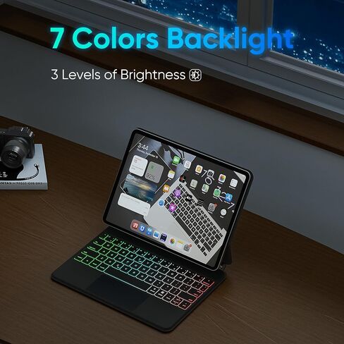 doqo Keyboard Case for ipad pro 11 inch 4th-2022/3rd-2021/2nd-2020/1st-2018 gen, ipad Air 10.9inch 5th/4th gen,Metal Keyboard Case with Multi-Touchpad,Floating Cantilever Stand in Kuwait