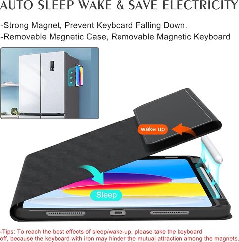 حافظة BOBOLEE iPad الجيل العاشر مع لوحة مفاتيح (10.9 بوصة 2022)، لوحة مفاتيح لاسلكية بإضاءة خلفية قابلة للفصل 7 ألوان، غطاء نحيف قابل للدوران 360 درجة مع حامل قلم مدمج، حافظات طاولة لجهاز iPad 10th 10.9 بوصة in Kuwait