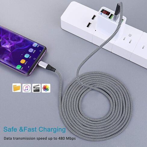 Besgoods 4-Pack 10ft USB Type C Cable, Long USB C Cable Fast Charging Type C Charger Braided Cable Compatible with Samsung Galaxy Note 8 9 S8 S9 S10, LG V30 V20 G5 G6, Google Pixel and More in Kuwait