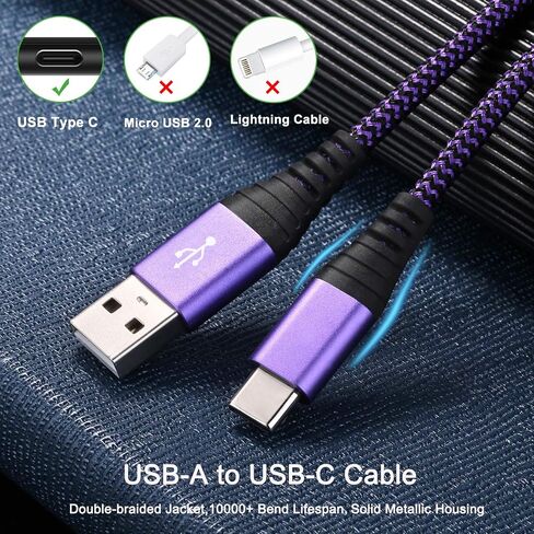 Besgoods 4-Pack 10ft USB Type C Cable, Long USB C Cable Fast Charging Type C Charger Braided Cable Compatible with Samsung Galaxy Note 8 9 S8 S9 S10, LG V30 V20 G5 G6, Google Pixel and More in Kuwait