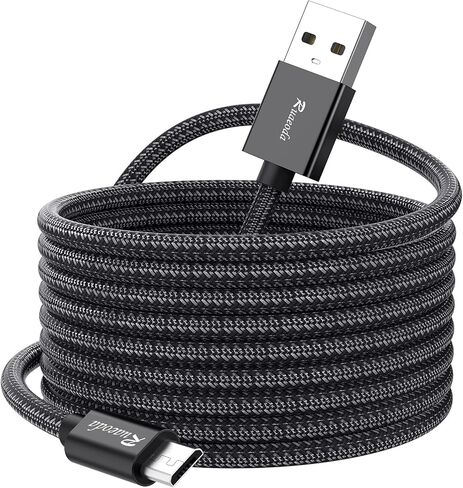 6ft Micro USB Cable 2-Pack, Heavy Duty Pet-Proof Braided Android Charger Cord, Fast Charging Wire with 25000+ Bend Lifespan for PS4 Controller, Kindle & Legacy Tech (Space Grey) in Saudi Arabia
