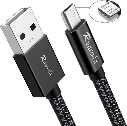 6ft Micro USB Cable 2-Pack, Heavy Duty Pet-Proof Braided Android Charger Cord, Fast Charging Wire with 25000+ Bend Lifespan for PS4 Controller, Kindle & Legacy Tech (Space Grey) in Saudi Arabia