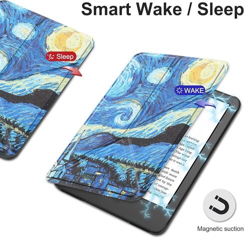حافظة FANRTE تناسب جهاز Kindle الجديد مقاس 6 بوصات (إصدار الجيل الحادي عشر - 2022)، غطاء هيكل أوريغامي خفيف الوزن مع تنبيه/غفو تلقائي للقارئ الإلكتروني Kindle 2022 الجيل الحادي عشر، سماء مرصعة بالنجوم in Kuwait