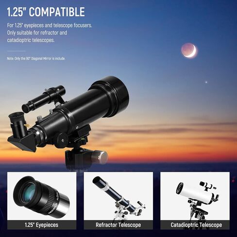 NEEWER 1.25" 90° Zenith Diagonal Mirror, Erecting Image Positive Optic Mirror Adapter for Refractor and Catadioptric Astronomical Telescope Eyepiece in Saudi Arabia