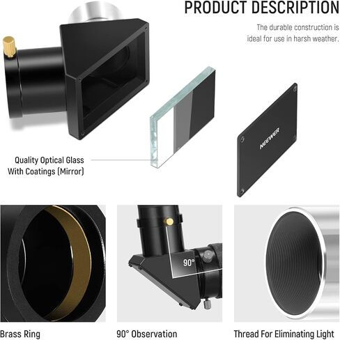 NEEWER 1.25" 90° Zenith Diagonal Mirror, Erecting Image Positive Optic Mirror Adapter for Refractor and Catadioptric Astronomical Telescope Eyepiece in Saudi Arabia