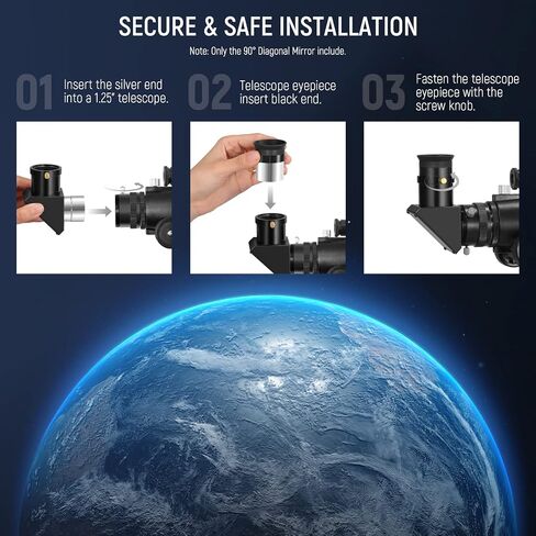 NEEWER 1.25" 90° Zenith Diagonal Mirror, Erecting Image Positive Optic Mirror Adapter for Refractor and Catadioptric Astronomical Telescope Eyepiece in Saudi Arabia