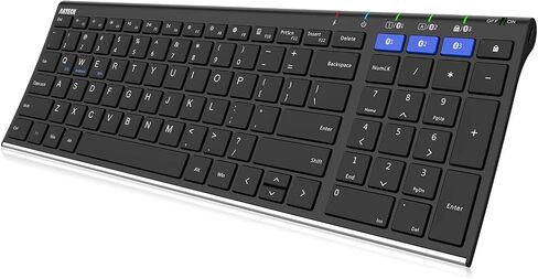 Arteck HB193 Universal Bluetooth Keyboard Multi-Device Stainless Steel Full Size Wireless Keyboard for Windows, iOS, Android, Computer Desktop Laptop Surface Tablet Smartphone Rechargeable Battery in Saudi Arabia