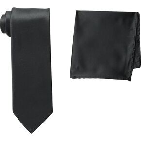 Stacy Adams Men's Tall-Plus-Size Satin Solid Extra-Long Tie Set