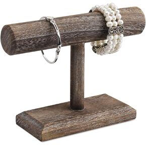 Ikee Design Wooden Jewelry Holder Display Stand for Selling, Bracelet Scrunchies Holder Display for Store, Showcase and Home, Antique Black Color, 7.9 W x 2.9 D x 5.5 H in