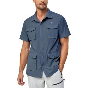 Little Donkey Andy Men's Lightweight Quick Dry Shirts for Hiking Travel Fishing Short Sleeve UPF50 Cargo Pocket