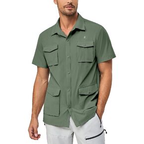Little Donkey Andy Men's Lightweight Quick Dry Shirts for Hiking Travel Fishing Short Sleeve UPF50 Cargo Pocket