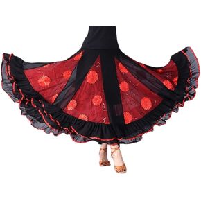 CISMARK Elegant Ballroom Dancing Latin Dance Party Long Swing Race Skirt