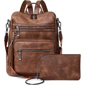Shrrie Backpack Purse for Women Leather Fashion Designer Backpack Convertible Shoulder Satchel Bag for Travel College Work