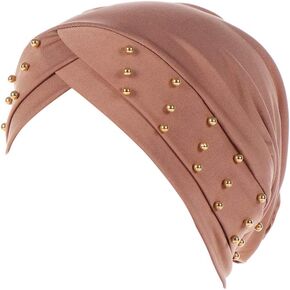 Fxhixiy Women Turban Head Wrap Pre-Tied Beaded Silky Cap Chemo Beanies Chemical Cancer Hair Cover Hat
