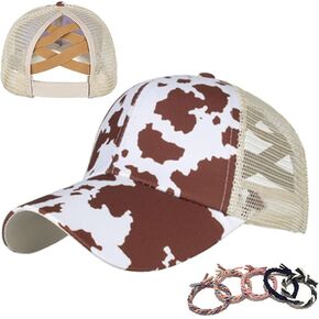 Womens Cow Print Baseball Cap Unisex Adjustable Baseball Hat Casual Cotton Sun Hats for Teen Girls