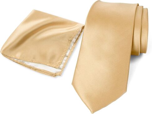 Spring Notion Men's Solid Color Satin Microfiber Tie and Handkerchief Set in Saudi Arabia