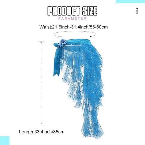 TWINKLEDE Women's Tassel Hip Scarf Sparkly Belly Skirt Layered Tulle Skirt Dance Party Tutu Skirt for Adult in Kuwait