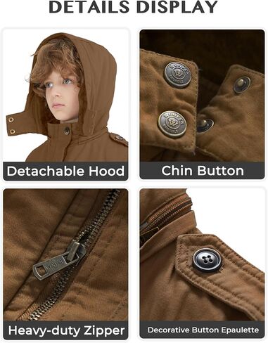 WenVen Boy's & Girl's Winter Warm Sherpa Lined Parka Coat with Removable Hood in Kuwait
