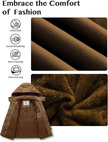 WenVen Boy's & Girl's Winter Warm Sherpa Lined Parka Coat with Removable Hood in Kuwait