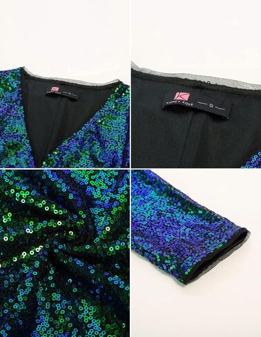 KANCY KOLE Women Sequin Cardigan Long Sleeve Open Front Jacket Blazers for Holiday Christmas in Saudi Arabia