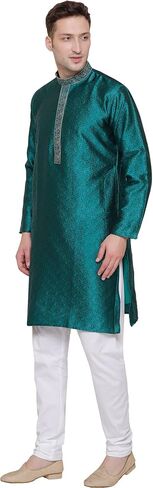 Maple Clothing Men's Kurta Pajama Jacquard Silk India Wedding Party Wear Apparel in Kuwait