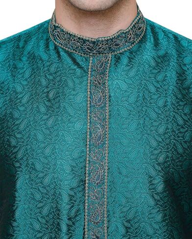 Maple Clothing Men's Kurta Pajama Jacquard Silk India Wedding Party Wear Apparel in Kuwait