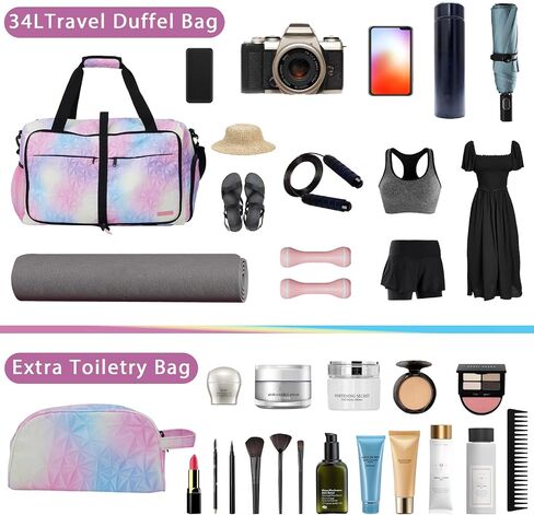 Hp hope Gym Bag for Women, Weekender Bag 34L Carry on Bag for Women, Overnight Bag with Wet Pocket and Shoes Compartment for Women, Travel, Gym, Yoga (Purple) in Saudi Arabia