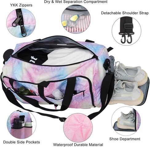 Hp hope Gym Bag for Women, Weekender Bag 34L Carry on Bag for Women, Overnight Bag with Wet Pocket and Shoes Compartment for Women, Travel, Gym, Yoga (Purple) in Saudi Arabia