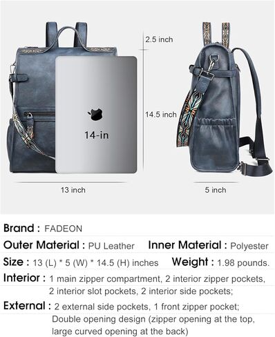 حقيبة ظهر نسائية من FADEON بتصميم حقيبة كتف للسيدات مصنوعة من الجلد النباتي وحقائب ظهر كبيرة للسفر للنساء باللون البني in Kuwait