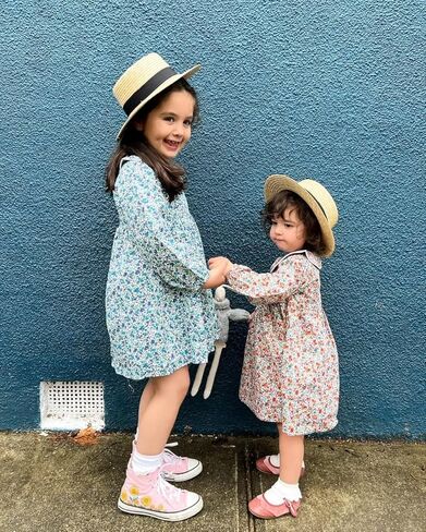 فستان Balatale للفتيات الصغيرات مُزين بالزهور وياقة الدمية وأكمام طويلة فستان متوسط ​​الطول فساتين الخريف والشتاء للفتيات الصغيرات 2-9T in Kuwait