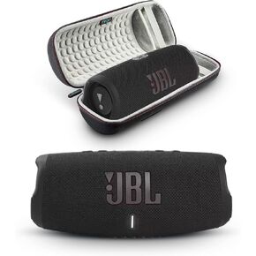 JBL Charge 5 - مكبر صوت بلوتوث محمول مع حقيبة سفر Megen Hardshell مع IP67 مقاومة للماء ومنفذ شحن USB (أحمر)