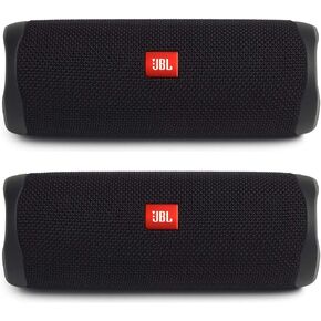 JBL Flip 5 Waterproof Portable Wireless Bluetooth Speaker Bundle - (Pair) Black