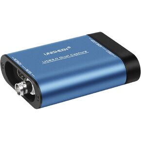 UNISHEEN USB 3.0 HDMI SDI Dual Input Capture Card, Video Broadcast Game Live Stream, HDMI to USB 3.0 HD 1080P Live Streaming Video Grabber Converter