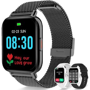 Erkwei Smart Watch for Women(Answer Call/Dial) Waterproof Smartwatch for Android iOS Phones 1.7 Inches Fitness Tracker with Pedometer Heart Rate Sleep Monitor Digtal Watch Silver