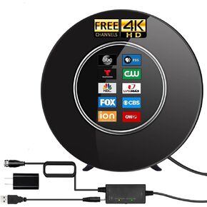 600 Miles Range TV Antenna Free Channels, HDTV Digital Antenna Amplifier, Ultra HD 4K HDR 1080P Powerful TV Signal Booster for Smart TV/Old TV 32FT Cable Indoor (Adapter Included) in Kuwait