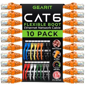 GearIT Cat6 Cable 0.5 ft 6 in - Cat 6 Ethernet Cable, Cat6 Patch Cable,Network Cable, Internet Cable - Black 0.5 Feet