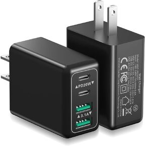[عبوتان] شاحن حائط USB، Costyle 40 وات 4 منافذ USB C مزدوجة شاحن متعدد المنافذ USB C شاحن حائط قابس مزدوج من النوع C كتلة شحن سريع لهاتف iPhone 15 14 Plus 11 12 13 Pro Max XS iPad Watch Series in Kuwait