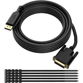 كابل DisplayPort إلى DVI بطول 25 قدمًا، سلك محول DP إلى DVI-D، منفذ عرض إلى كابل تحويل DVI ذكر إلى ذكر، مطلي بالذهب، 1080P@60 هرتز، للكمبيوتر الشخصي، سطح المكتب، الكمبيوتر المحمول، HDTV، جهاز العرض، الشاشة، مع 25 رابطًا in Kuwait