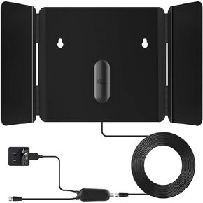 1byone TV Antenna - Amplified HD Digital Indoor TV Antenna Up to 200+ Miles Range Support 4K 1080P and All TVs with HDTV Powerful Singal Booster, 17ft Coax Cable in Kuwait