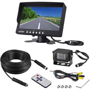 Truck Backup Camera Monitor kit,Heavyduty Vehicle Waterproof Night Vision Wide Angle Rearview Cab Cam+7 inch Screen+66ft Extension Cable for Bus/Van/Fifth Wheel/Trailer/RV/Camper/Pickup/(12V-24V) in Saudi Arabia